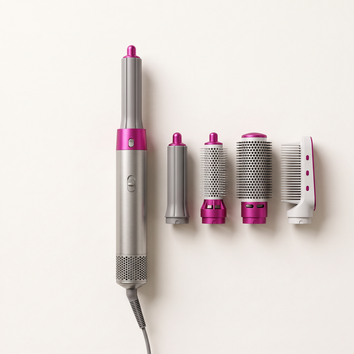 Volumia 5u1 Air Styler sa svih pet nastavaka poređanih pored drške